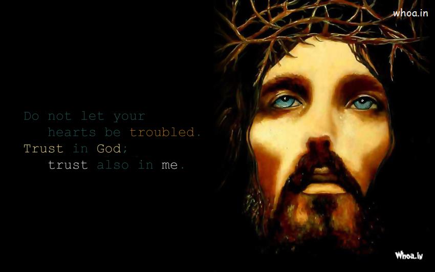 Jesus Christ Face Closeup Dark Background With Quotes HD Wallpaper
