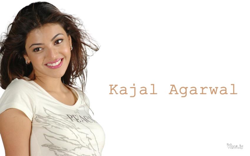 Kajal Agarwal In White T-Shirt With A Cute Smile