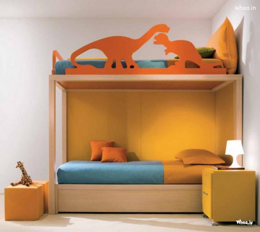 Dinosaur Accent In Trendy Bedroom Plans, Dinosaur Bunk Bed