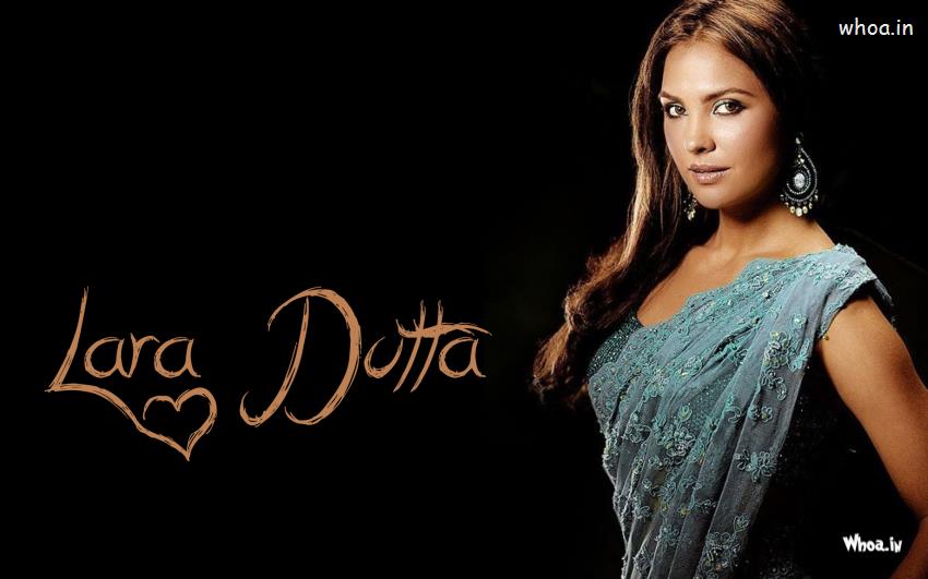 Lara Dutta In Sky Blue Saree