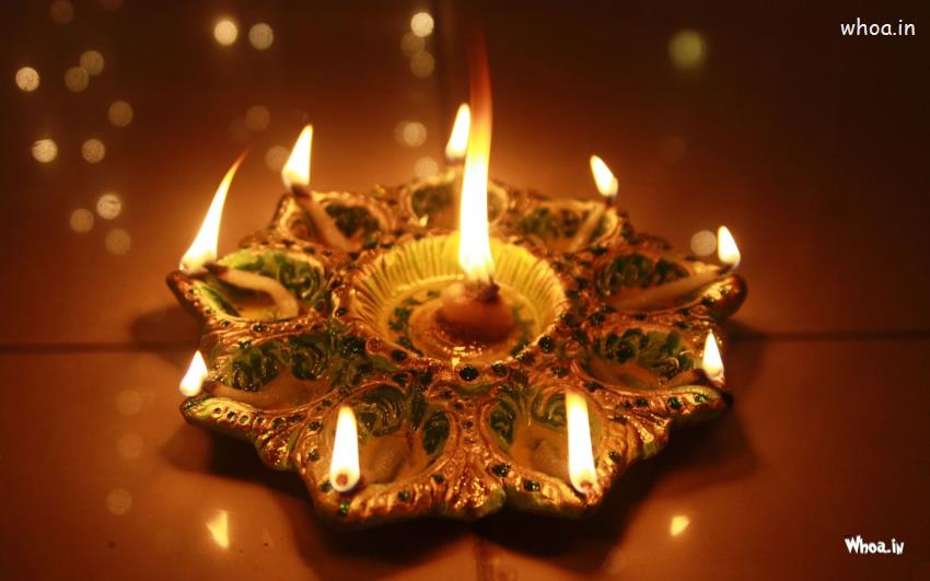 Lighting Deepak Greeting For Diwali Wallpaper