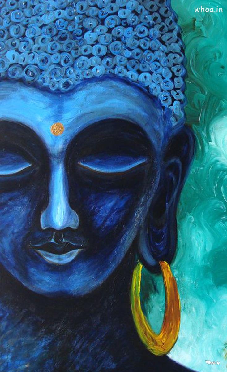 Lord Buddha Blue Painting HD Wallpaper