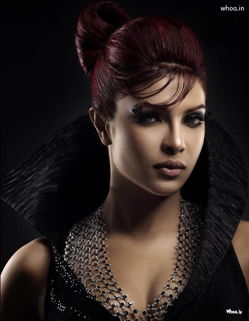 Priyanka Chopra Black Dress With Face Closeup HD Wallpaper