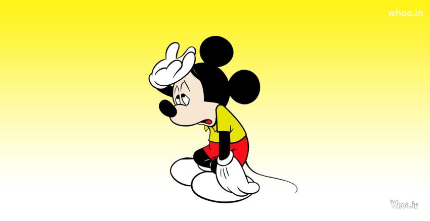 Sad Mickey Mouse With Yellow Background HD Wallpaper