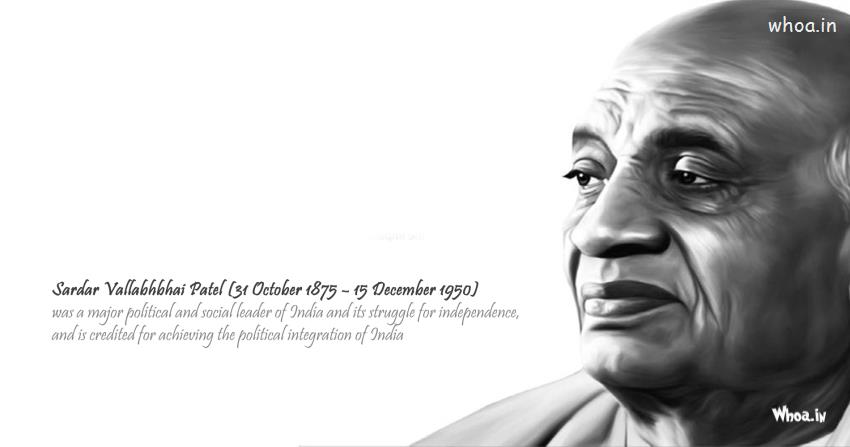 Sardar Vallabhbhai Patel Face Closeup With Quote Images