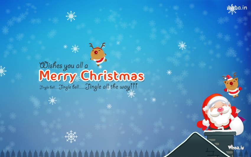 Wishes You All A Merry Christmas With Jingal Bell Quote HD Wallpaper