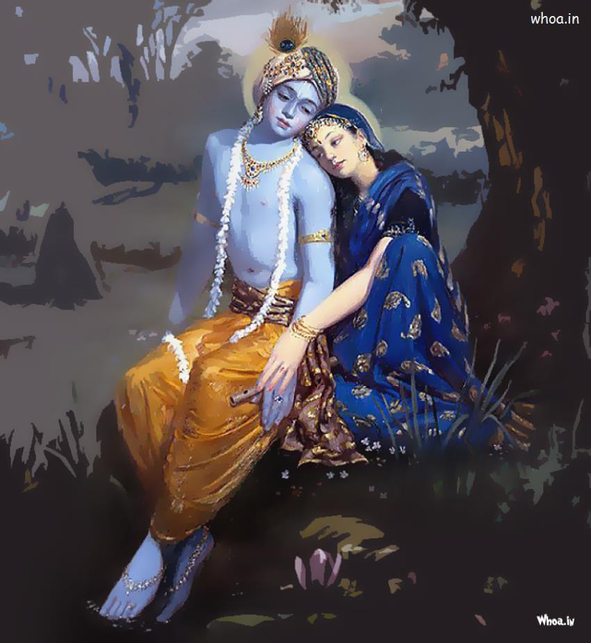 Radha And Krishna Sad Natural Hand Painting