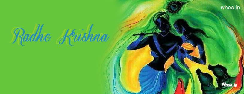 Radhe Krishna Art Fb Cover With Green Background