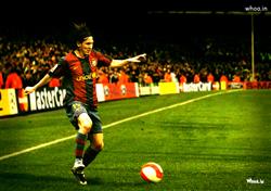 Argentina Superstar Footballer Lionel Messi Kick Football Wallpaper 