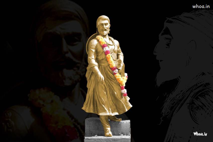 Chatrapati Shivaji Maharaj Standing Statue With Dark Background Image