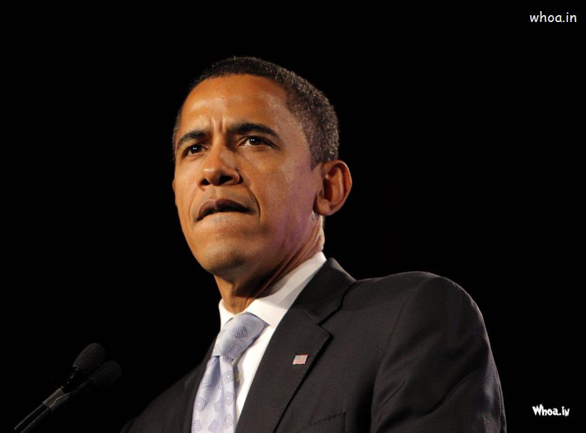Current US President Barack Obama Black Suit With Dark Background