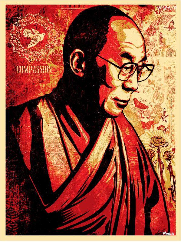 Dalai Lama Red Painting HD Leader Wallpaper