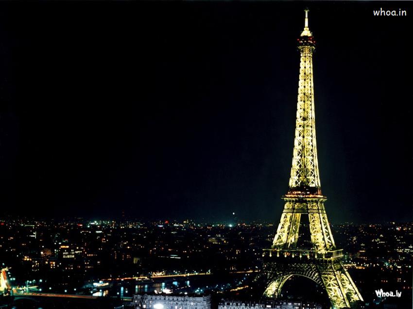 Eiffel Tower Lighting With Night View HD Wallpaper