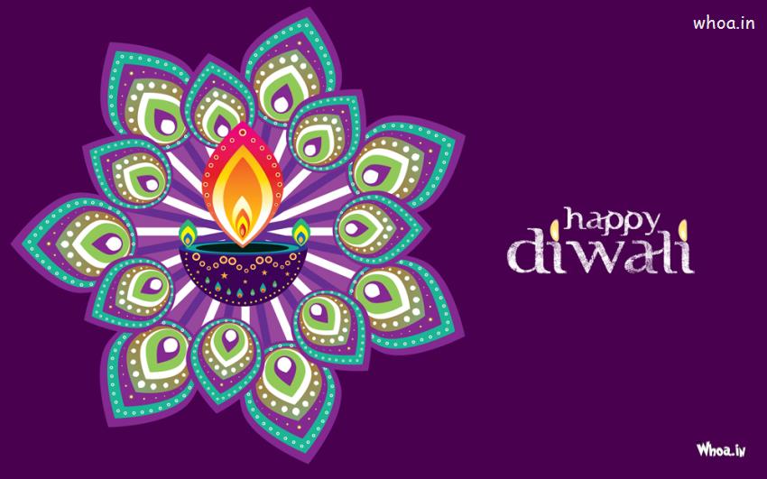 Happy Diwali With Beautiful Free Hand Design HD Wallpaper