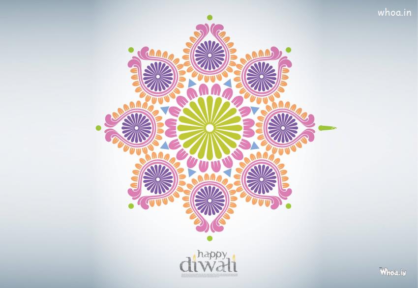 Happy Diwali With Creative Freehand Rangoli HD Greetings Wallpaper