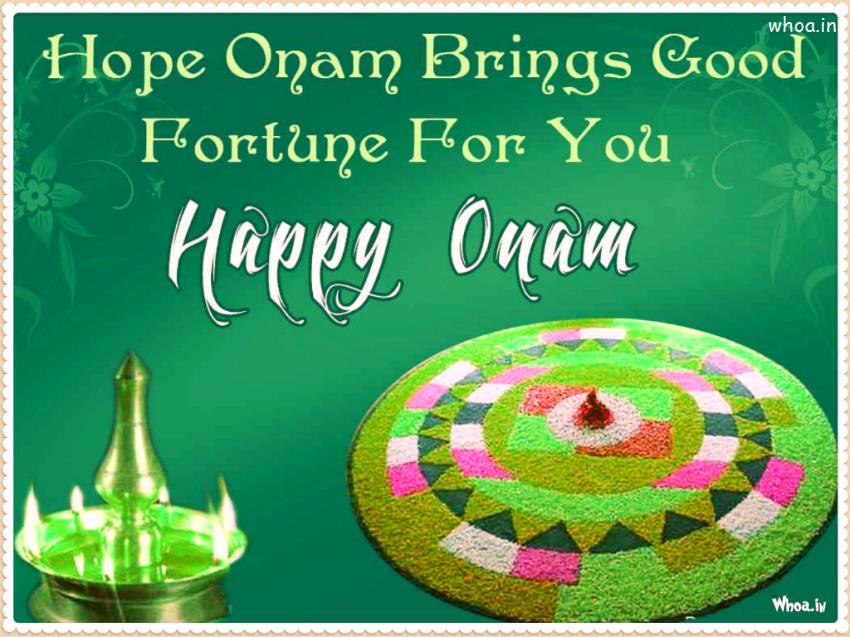 Happy Onam Quotes With Colourful Ragoli HD Greetings Wallpaper