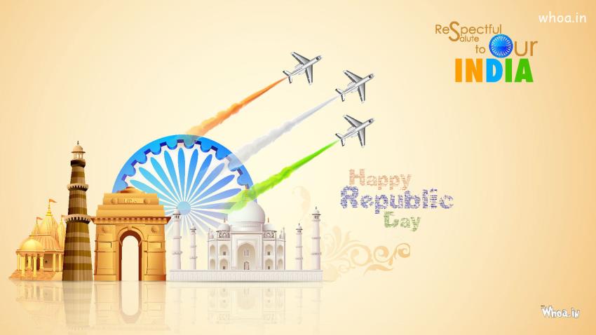 Happy Republic Day With Respectful Salute To Our India HD Wallpaper