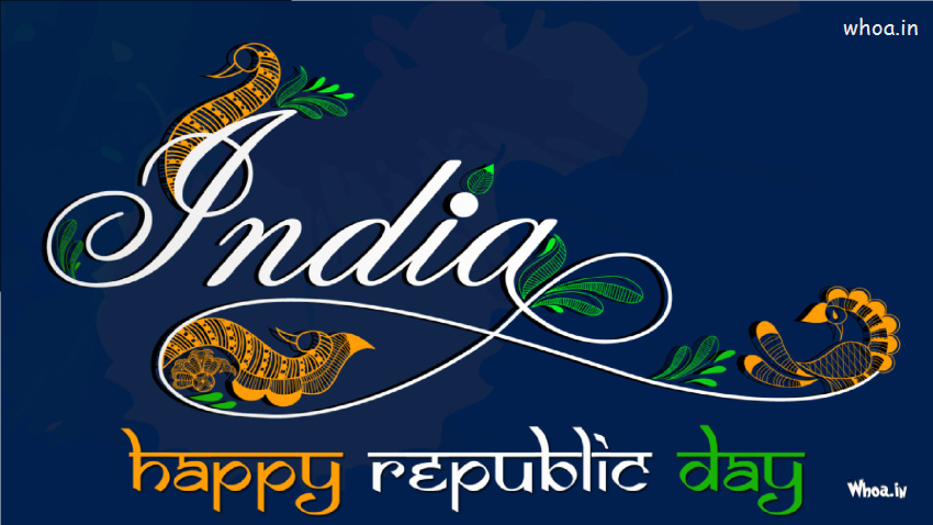 India Happy Republic Day With Freehand Design HD Wallpaper