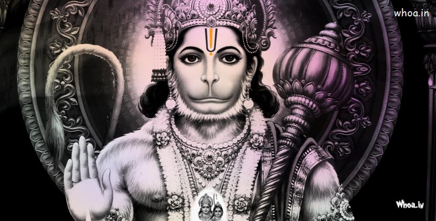 Lord Hanuman Black And White HD Wallpaper
