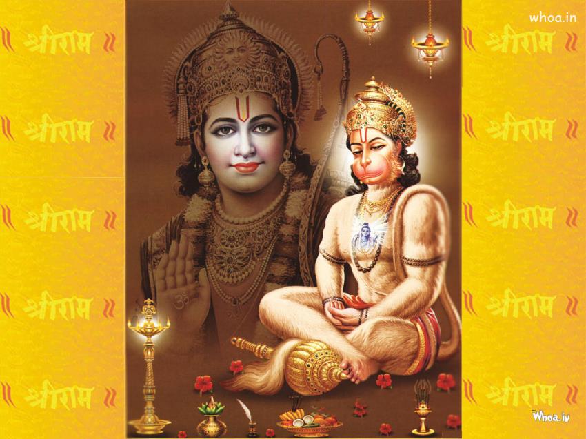 Lord Hanuman With Shree Ram HD Wallpaper