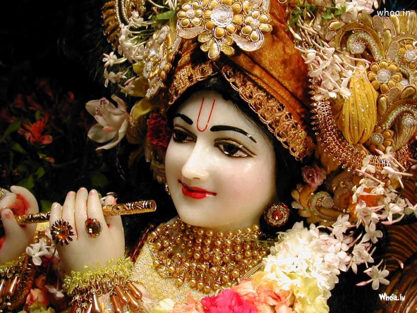 Lord Krishna Statue With Face Closeup HD Wallpaper