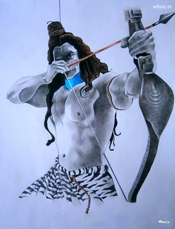 Lord Shiva With Bow HD Painting Wallpaper