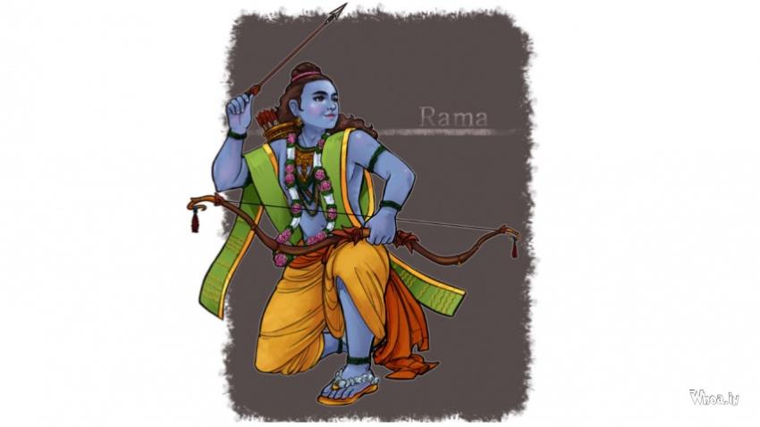 Lord Shri Ram Cartoon Art With White Background HD Wallpaper