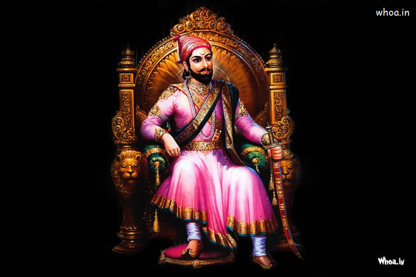 Maharaja Shivaji Sitting Wirh Dark Background Painting HD Wallpaper
