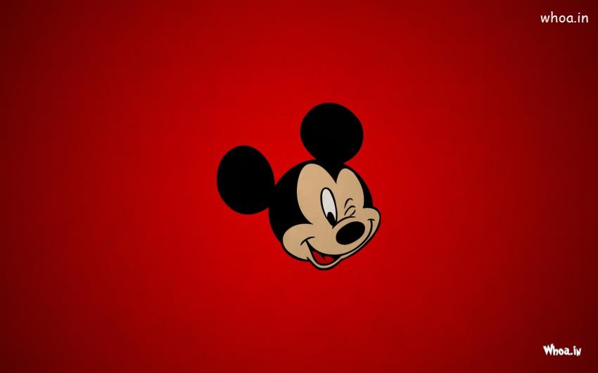 Mickey Mouse Face With Red Background HD Cartoon Wallpaper