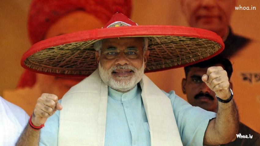 Narendra Modi Wearing Big Cap HD Wallpaper