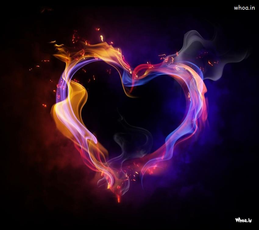 Purple Fire Heart HD Wallpaper