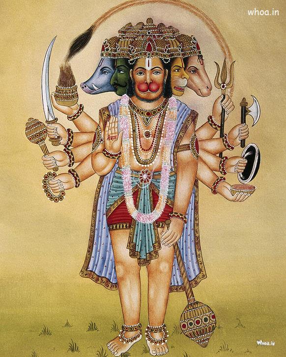 Download Panchmukhi Hanuman With Light Circles Wallpaper  Wallpaperscom