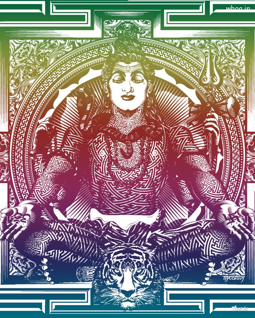 Multicolor HD Image Of Lord Shiva