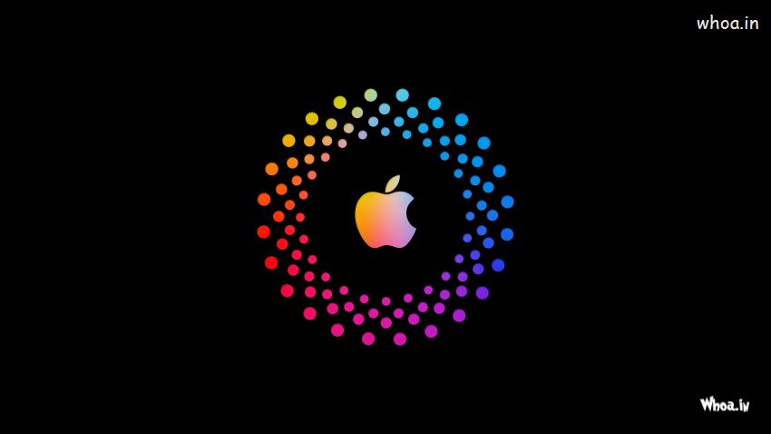 Colorful Glare Apple Logo In Black Background 4K  Wallpaper