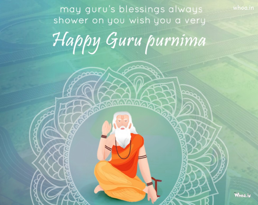 Colour Full Image With The Blessings Of Guru For Greetings