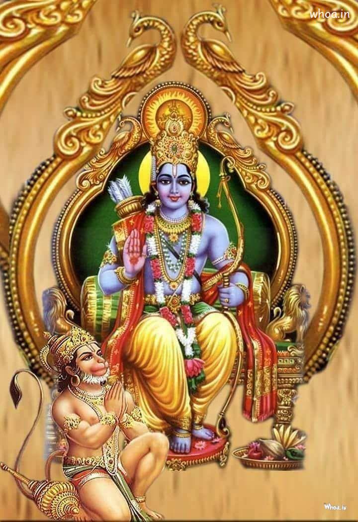 Image Of Lord Shri Ram With Hanuman Is Sitting Down