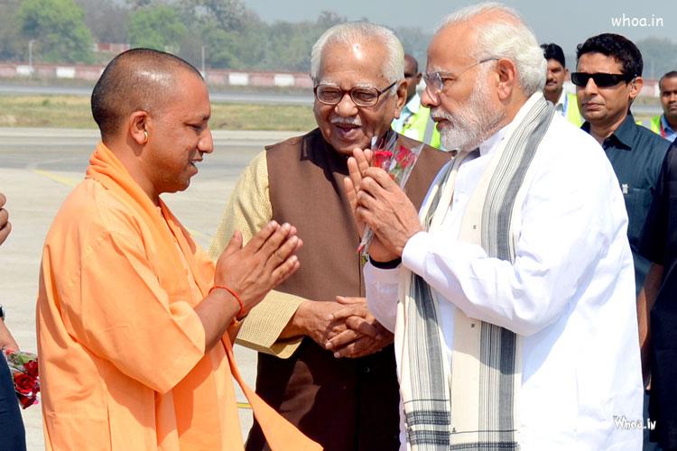 Image Of CM Yogi Aadityanath With PM Narendra Modi.