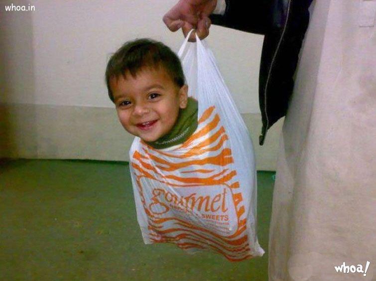Funny Child In Plastic Bag Wallpaper For Facebook Free Download