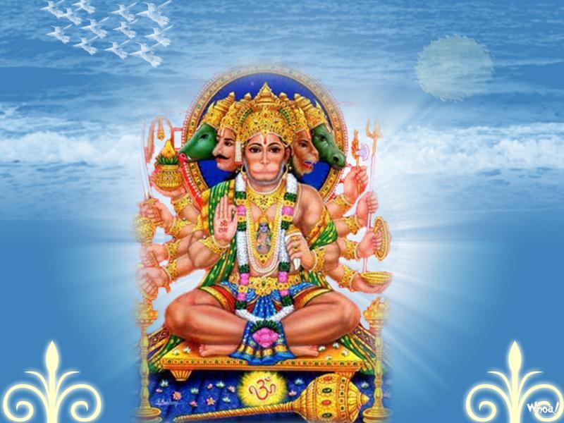 God Shree Hanuman Blue Background Photo