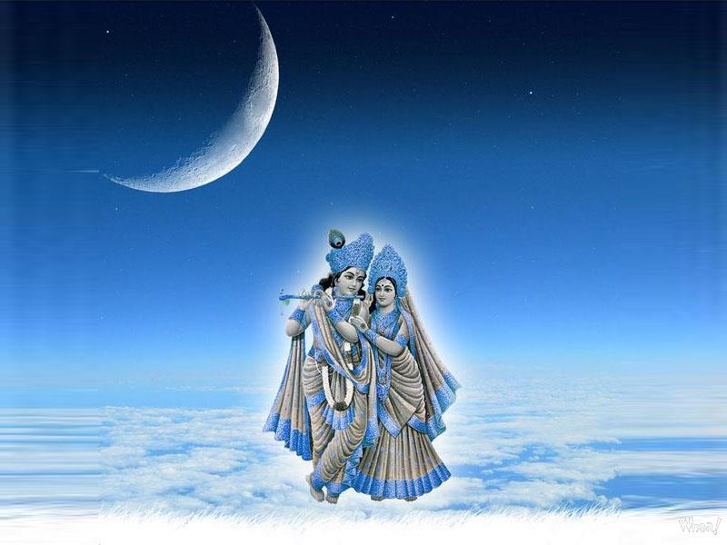 Radhe Krishna Sky Blue Wallpaper