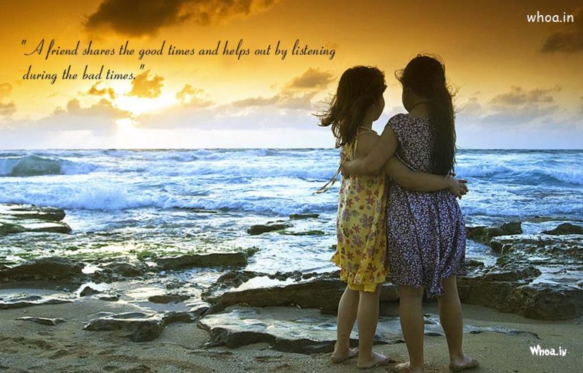 Two Girls Friendship Natural Wallpaper With Friendship Quote