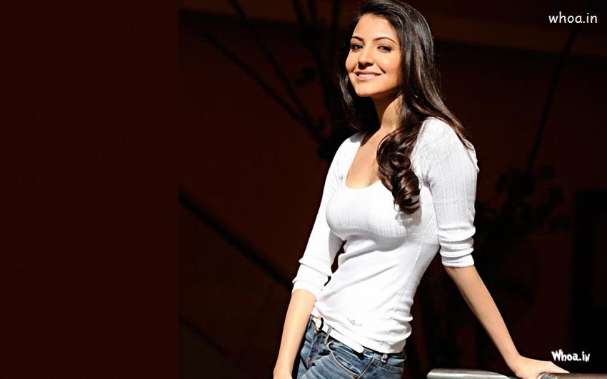 Anushka Sharma In White T Shirt With Black Background