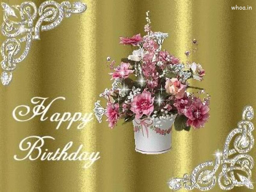 Happy Birthday Flower Pot Wallpaper