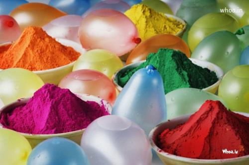 Happy Holi Color And Baloons Wallpaper