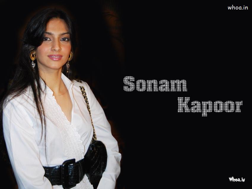 Sonam Kapoor In White Dress Dark Background Wallpaper