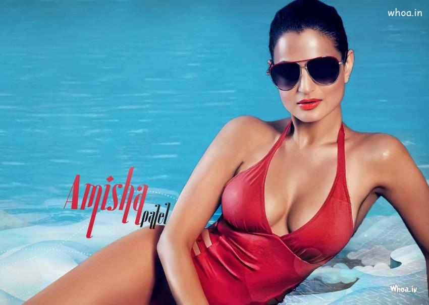 Amisha Patel In Red Bikini