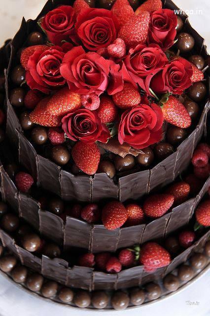 Chocolate Cake With Red Rose