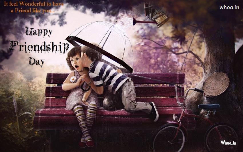 Happy Friendship Day Two Chield Kissing Wallpaper
