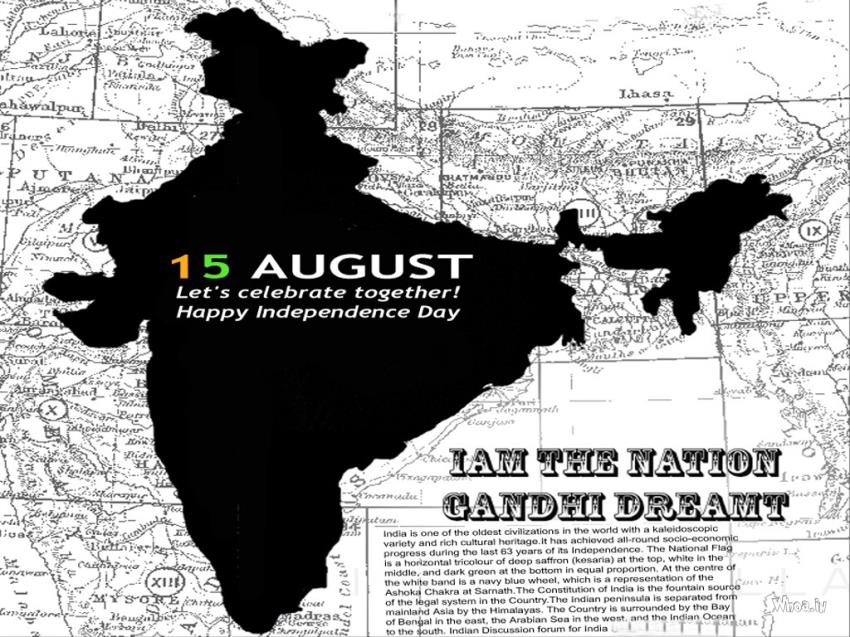 Happy Independence Day Black Indian Map