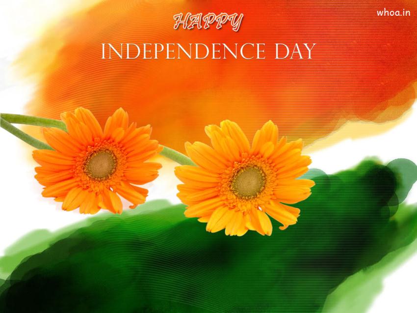 Happy Independence Day Flower Flag Wallpaper